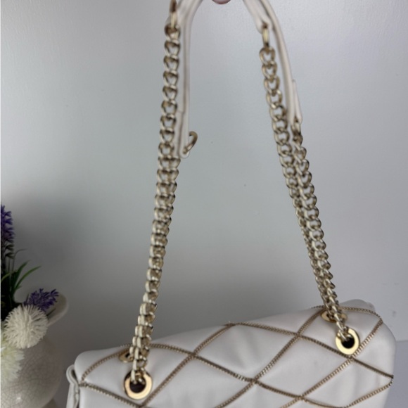 INC International Concepts White Quilted Crossbody Gold Chain Bag main image 1